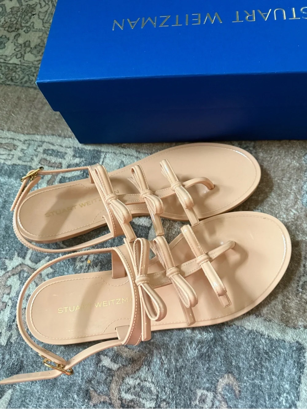 NEW Stuart Weitzman Felicity Multi Jelly Poudre semi shine rubber 9